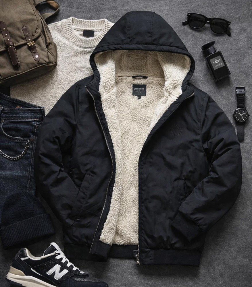 کاپشن مردانه مشکی داخل تمام خز مدل Adidas